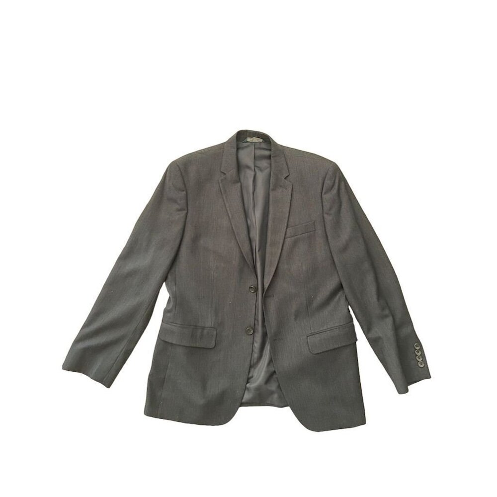 Perry Ellis Men's Slim Fit Two-Button Blazer Jacket Gray Size 42L